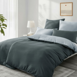 Aisbo Bettwäsche 135x200 4teilig Anthrazit Grau - Bettwäsche Sets 2 Bettbezüge 135x200 cm + 2 Kissenbezüge 80x80 cm, ÖKO-TEX Wendebettwäsche Weich Mikrofaser mit Reißverschluss 135x200 4teilig Anthrazit/Grau Angebot bei HelloDeals