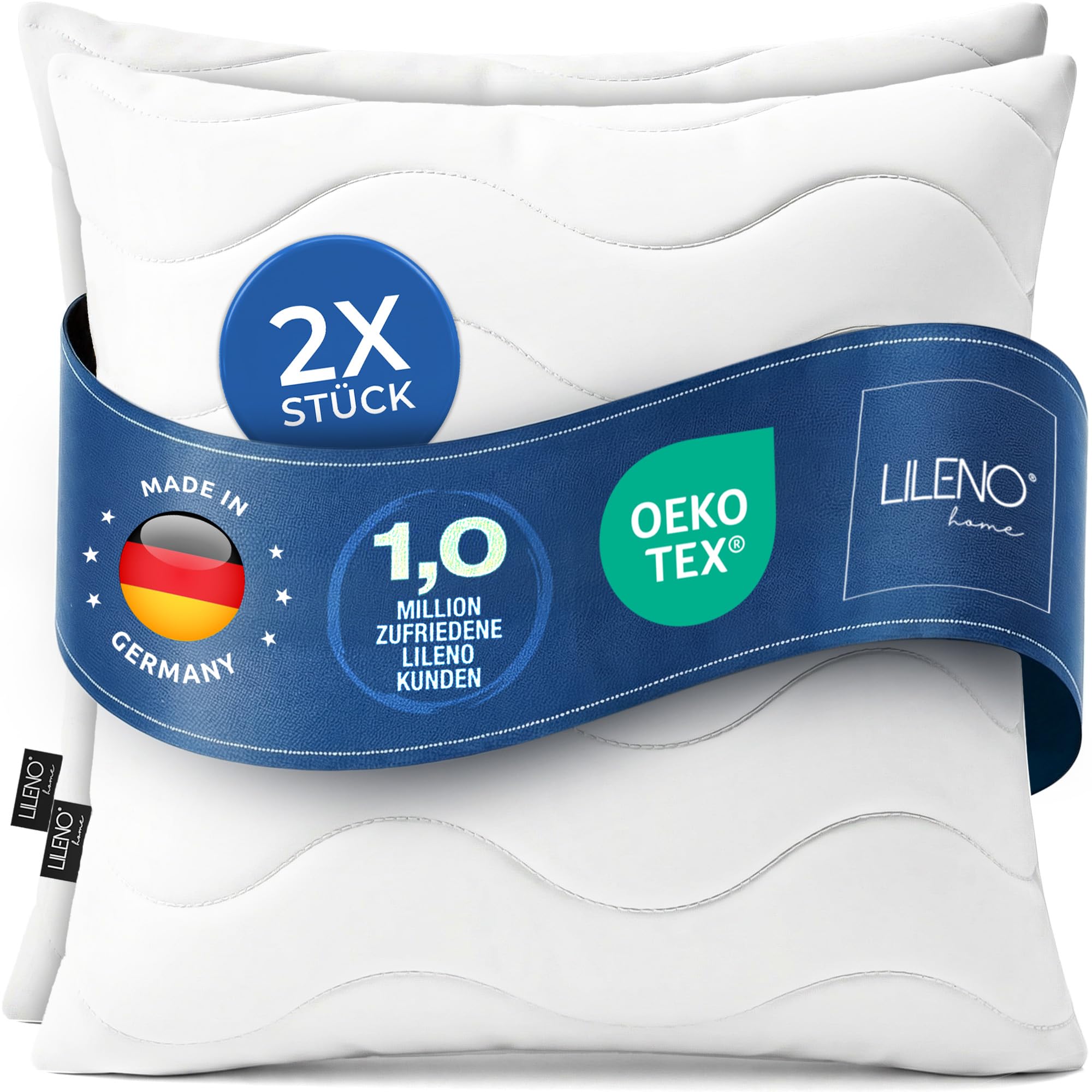 LILENO HOME Allergiker Kopfkissen 80x80 (2er Set) – 95°C waschbar, Oeko-Tex & Made in DE – Kissen 80x80 anpassbar für himmlischen Schlaf – Haut schmeichelndes & geruchsfreies Pillow 2er Set 80 x 80 cm Angebot bei HelloDeals
