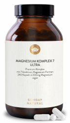 SUNDAY NATURAL® Magnesium Komplex – 240 Kapseln - 400mg pro Tag - aus 7 Verbindungen: Magnesium Bisglycinat, Citrat, Malat, Laktat, Ascorbat, Oxid, Lysinat - Vegan, laborgeprüft Angebot bei HelloDeals