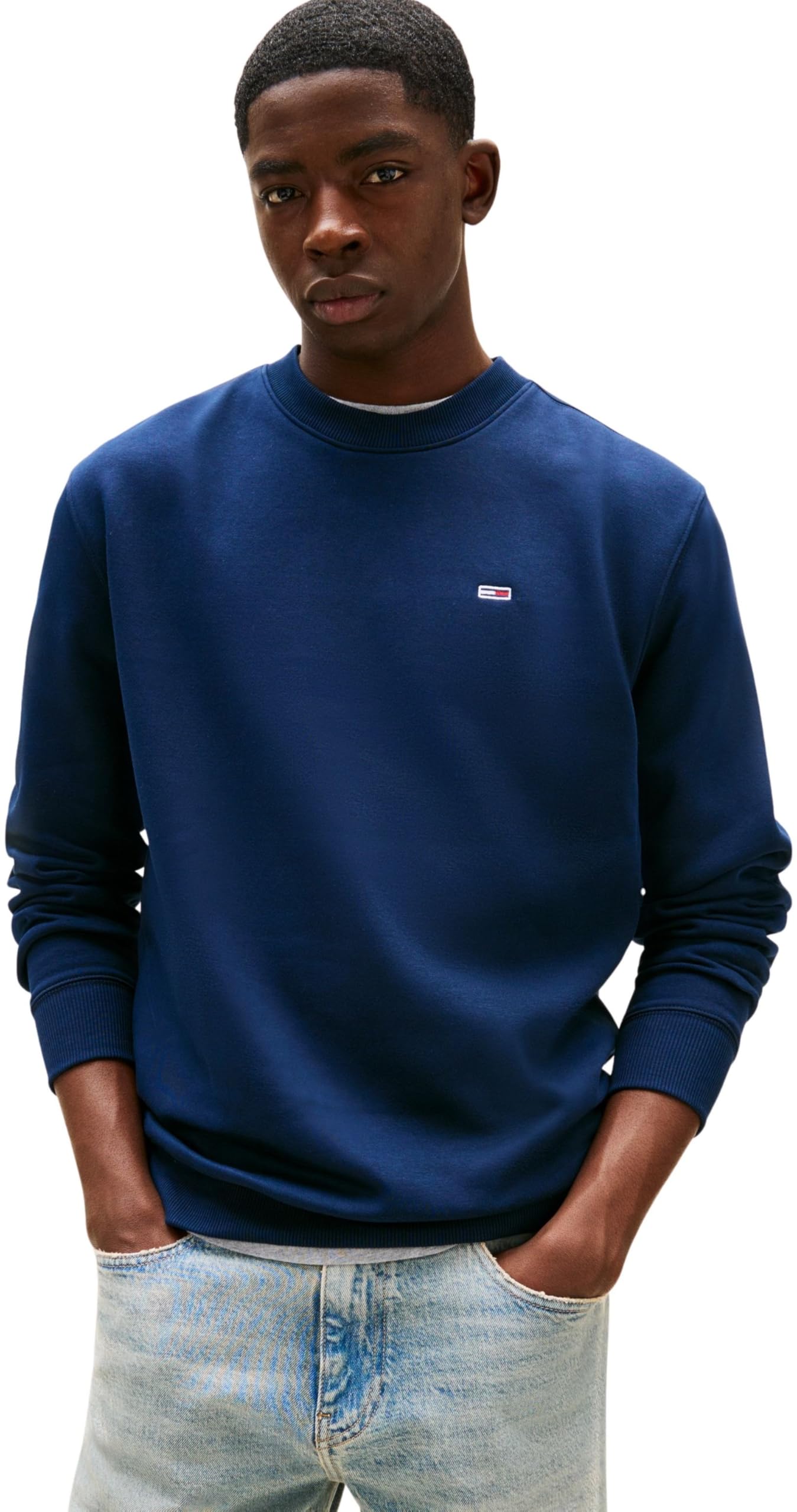 Tommy Jeans Herren Sweatshirt Regular Fit Flag Fleece Rundhalsausschnitt XL Blue (Dark Night Navy) Angebot bei HelloDeals