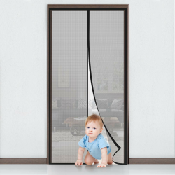 MYCARBON Fliegengitter Tür Magnet Insektenschutz Balkontür Fliegenvorhang 90x210cm Klebmontage ohne Bohren - Vorhang für Balkontür Wohnzimmer Schiebetür Terrassentür Schwarz Gitter 90x210cm Angebot bei HelloDeals