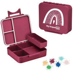My Vesperbox® Brotdose für Kinder mit Fächern Liv [MADE IN GERMANY] - Lunchbox mit Trennfächern - Bento Box - Jausenbox - Brotzeitbox für Schule & Kindergarten - Vesperdose für Jungen & Mädchen Lila - Regenbogen Angebot bei HelloDeals