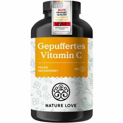 NATURE LOVE® Gepuffertes Vitamin C - Hochdosiert mit 1000mg Vitamin C je Tagesdosis - 365 Kapseln - pH-neutral & gut verträglich - Vegan Vitamin C gepuffert Angebot bei HelloDeals
