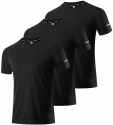 Boyzn 1, 3, 5 or 7er Pack Sport Tshirts Herren Kurzarm T-Shirts Funktionsshirt Laufshirt Schnelltrocknend Atmungsaktive Sport Shirt Sommer Fitnessshirt Trainingsshirt für Running Workout Bodybuilding L 3er Pack-schwarz Angebot bei HelloDeals