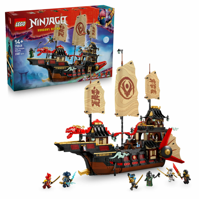 LEGO NINJAGO Der Tempel-Flugsegler - Interaktives Schiff mit beweglichen Segeln, 6 Minifiguren inkl. Cole, Zane & NYA - Geschenk für Jungen und Fans von Aufstieg der Drachen ab 14 Jahren - 71848 Angebot bei HelloDeals
