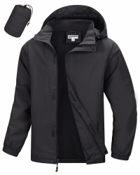 33,000ft Wasserdichte Regenjacke für Herren Atmungsaktiv Fahrrad Jacke Leichte Outdoorjacke Windjacke Regenmantel mit Kapuze L Dunkelgrau Angebot bei HelloDeals