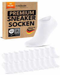 10 Paar Premium Sneaker Socken Herren & Damen aus gekämmter Baumwolle mit Komfortbund ohne drückende Naht 39-42 Weiß Angebot bei HelloDeals