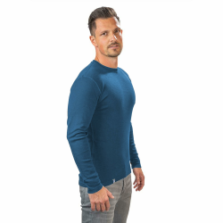 ALPIN LOACKER 100 Merino Langarmshirt Herren 230g/m2 I Feinste Merinowolle Unterwäsche I Langarm Wandershirt I Thermooberteil für Outdoor und Sport L Blau Angebot bei HelloDeals