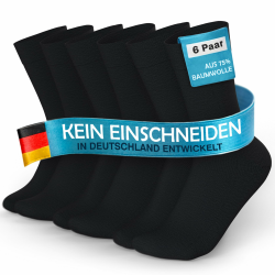 Socken ohne Gummibund (6 Paar) mit 75% Baumwolle, Gesundheitssocken für Damen & Herren - Socken ohne störende Naht, Socken ohne Bund 43-46 6x Schwarz Angebot bei HelloDeals