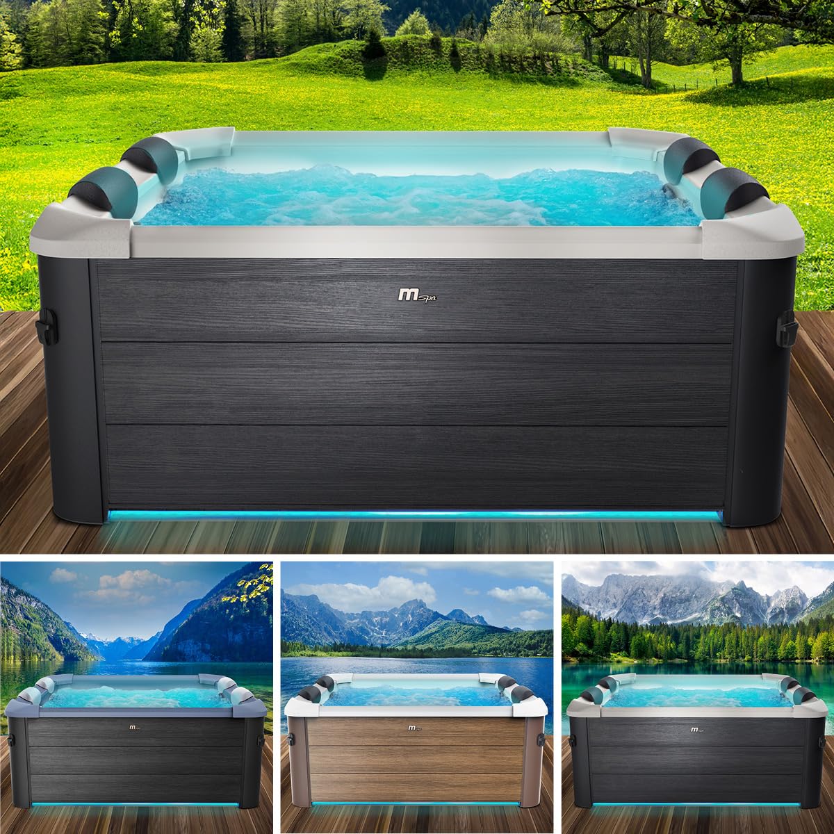 BRAST Whirlpool MSpa Frame - Oslo Sapphire & Amber mit Fester Außenwand | 160x160x65cm - 180x180x65cm | 5 Modelle | LED-Beleuchtung | 6 Personen | Ganzjähriger Einsatz Winterfest | Oslo Aero Plus Oslo Aero Plus | 180x180x65cm Angebot bei HelloDeals