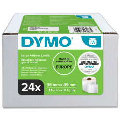 DYMO Original LabelWriter Adressetiketten (Groß) | 36 mm x 89 mm | 24 Rollen mit je 260 leicht ablösbaren Etiketten (6.240 Etiketten) | selbstklebende Etiketten | für LabelWriter-Beschriftungsgerät Große Adressetiketten (36 x 89mm) Große Adressetiketten ( Angebot bei HelloDeals