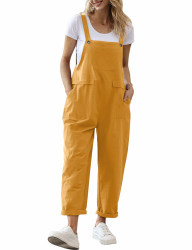 YESNO Damen Latzhose Sommer Oversize Trägerhose Beiläufig Loose Bib Pants Overall Baggy Jumpsuit Strampler Sommerhose mit Träger PV9DE L PV9 Ingwer Angebot bei HelloDeals