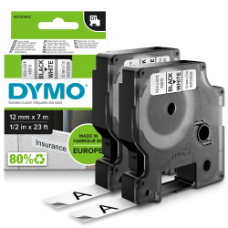 DYMO Original D1-Etikettenband | schwarz auf weiß | 12 mm x 7 m | selbstklebendes Schriftband| für LabelManager-Beschriftungsgerät | 2 Etikettenkassetten 2 Pieces Angebot bei HelloDeals