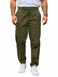 Runcati Herren Chino Hose Regular Fit Stretch Freizeithose Einfarbig Baumwolle Stoffhose Lang Leicht Business Arbeitshose mit Elastische Taille Armeegrün L Angebot bei HelloDeals