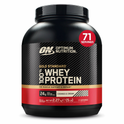 Optimum Nutrition Gold Standard 100% Whey, Proteinpulver, Geschmack Cookies and Cream, 2.27kg, 71 Portionen, Verpackung Kann Variieren Cookies & Cream Angebot bei HelloDeals