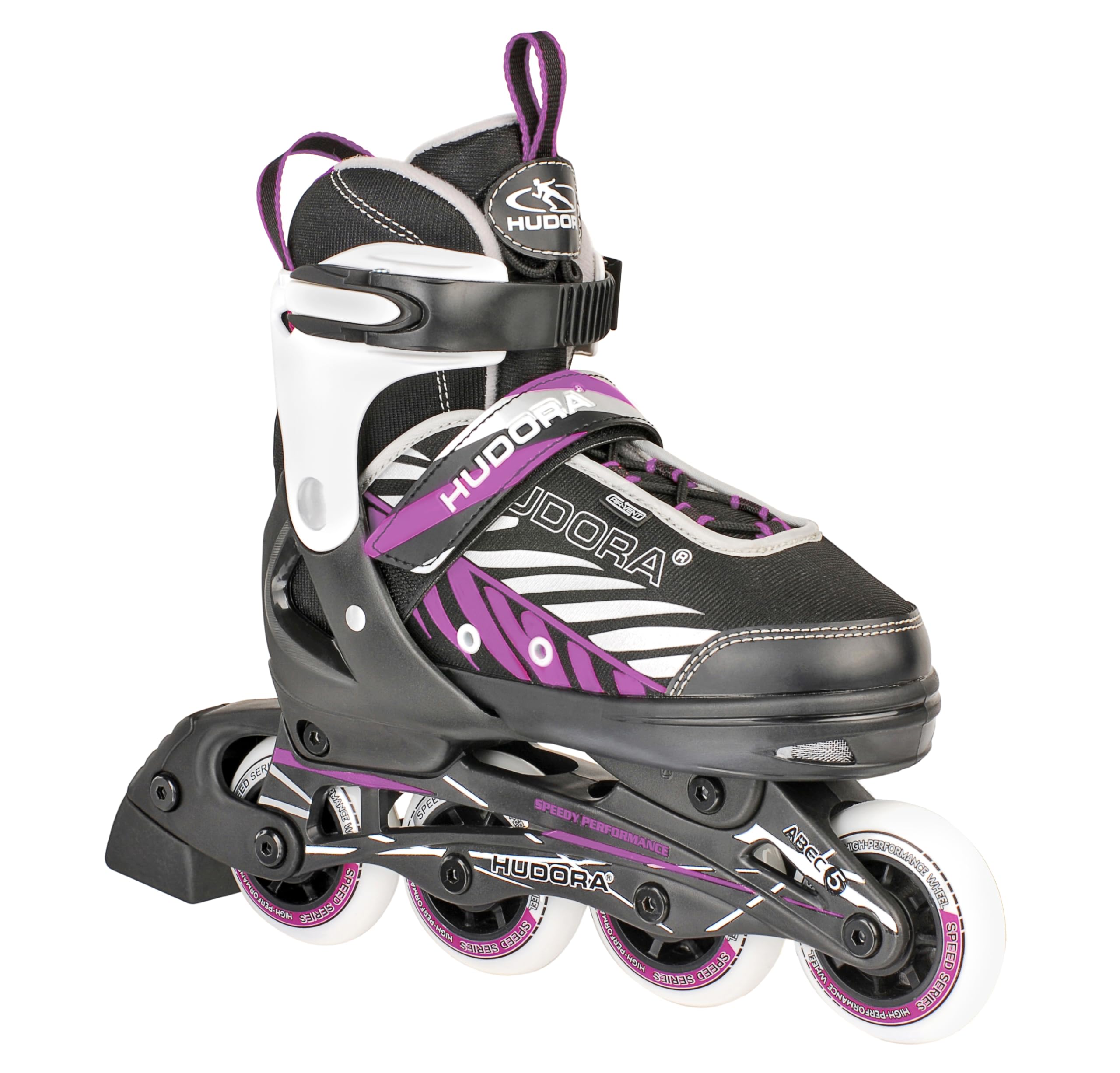 HUDORA Inline Skates Mia/Leon - Inliner für Kinder/Jugendliche & Erwachsene in versch. Größen & Farben - Roller Skates bis zu 4 Größen verstellbar - Bequeme & stilvolle Rollerskates schwarz/lila 29-32 Angebot bei HelloDeals