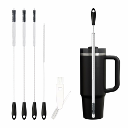 Strohhalm Bürste, 40cm Strohhalm Reinigungsbürste, Reinigungsbürste Strohhalm Lang für Stanley Cup Cleaner for Straws Becher Deckel Bürste Standen Reiniger Trinkhalm Straw Brush (Schwarz) Angebot bei HelloDeals