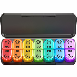 Tablettenbox 7 Tage Morgens Abends, BPA Frei Pillendose Klein für Unterwegs, Medikamentenbox 7 Tage 2 fächer Große Fächer für Medikamente, Vitamine, Fischöl - Schwarz Angebot bei HelloDeals