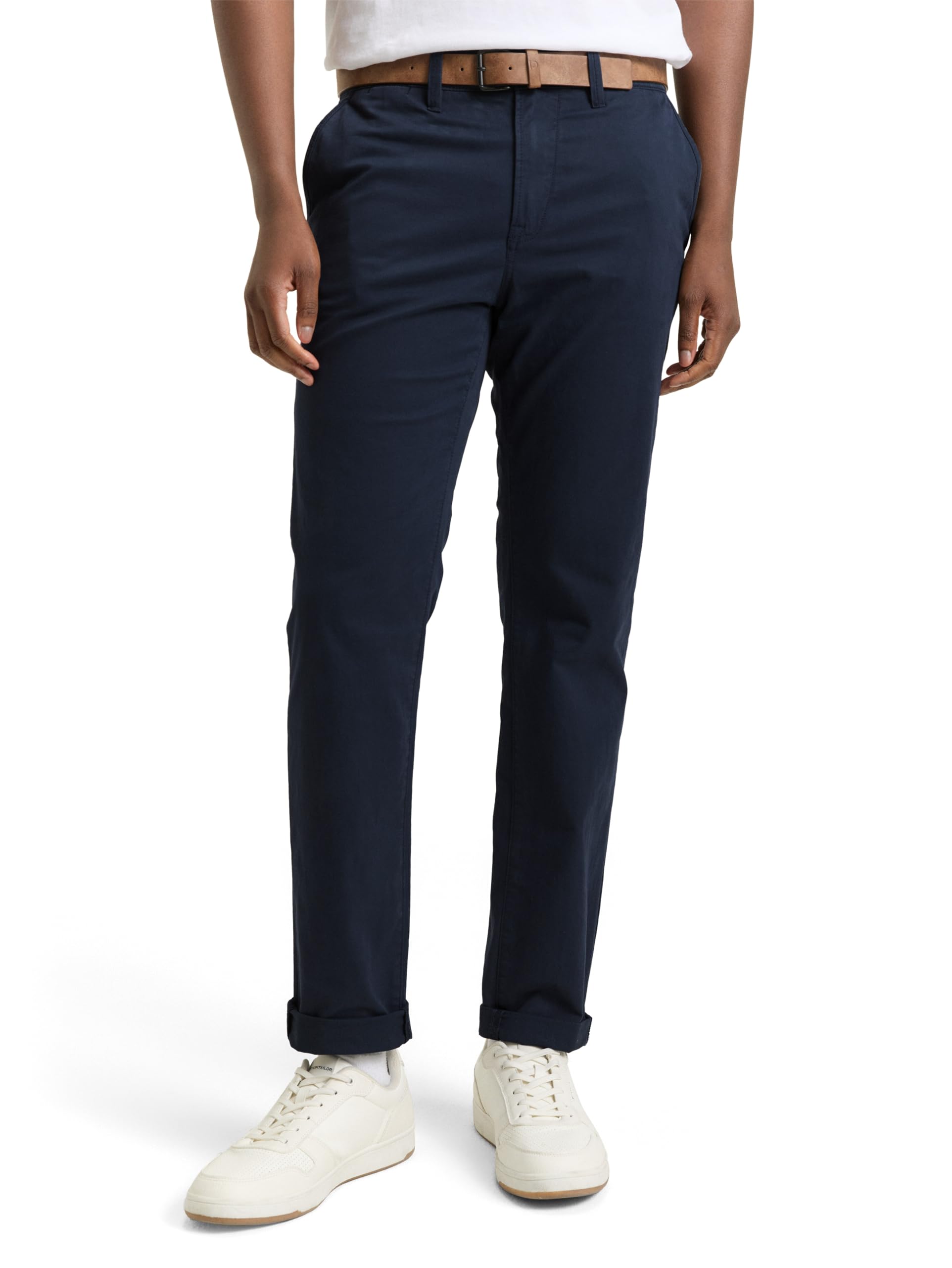 TOM TAILOR Denim Herren Slim Fit Chino Hose mit Gürtel 32W / 34L 10668 - Sky Captain Blue Angebot bei HelloDeals