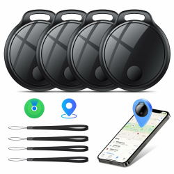 Smart Tracker Tag 4er Pack, Schlüssel Finder Kompatibel mit Apple Find My APP (nur iOS), IP68 wasserdicht, Austauschbarer Akku, Bluetooth Key Finder für Gepäck/Taschen/Koffer/Brieftasche Black and Black and Black and Black Angebot bei HelloDeals