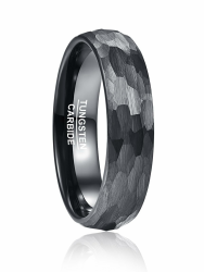 Vakki Gehämmerter Ring Schwarz Wolfram Ringe Herren Ring Wolframcarbid Schwarz Ring Herren Schwarz Gebürstet 4/6/8mm Größe 49 bis 70(15.6-22.3) Schwarz-6mm 60(19.1) Angebot bei HelloDeals