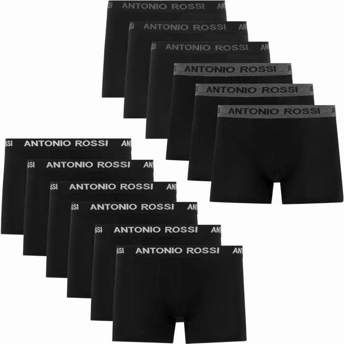 Antonio Rossi 12er-Pack Herren-Boxer-Hipster - Herren-Boxershorts Multipack mit elastischem Bund XL Schwarz Angebot bei HelloDeals