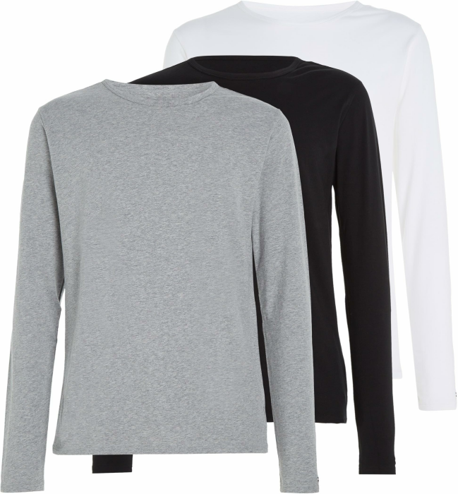 Tommy Hilfiger Herren 3er Pack Langarmshirts Basic L Mehrfarbig (Black/White/Grey Heather) Angebot bei HelloDeals
