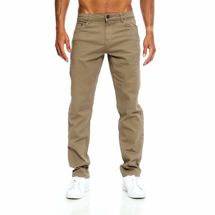 JEEL Herren-Jeans - Regular-Fit Straight-Cut - Stretch - Jeans-Hose Basic Washed 40W / 34L 09-camel Angebot bei HelloDeals