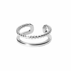 Purelei® Mau Ring Adjustable – Verstellbarer Ring in Gold, Silber und Roségold – Elegantes Design mit gedrehter Optik – Größen S/M und M/L – Hochwertiger Edelstahl M/L Silber Angebot bei HelloDeals