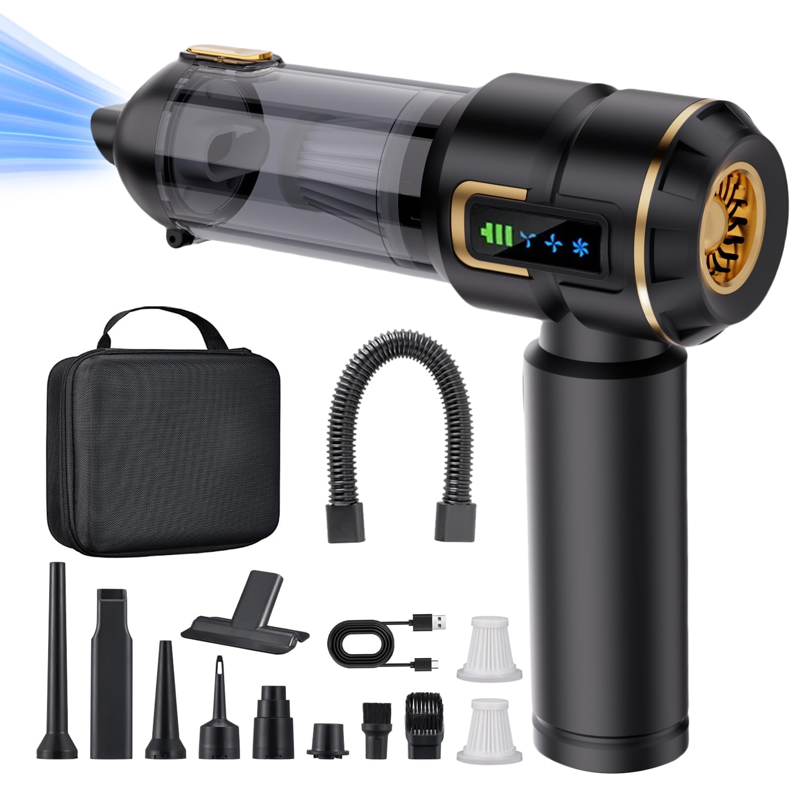 Handstaubsauger Akku, Autostaubsauger Kabellos 27000Pa Mini Staubsauger, Aufladbar Tragbar Leicht Auto Staubsaug Stark, 220000 U/min Elektrische Staubgebläse für den Auto,Küche,PC, Sofa, Büro Angebot bei HelloDeals