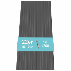 22er Set Profilblech Trapezblech mit Schraube Blech Metall Dachblech Dach Platten Stahlblechdachplatten 10.12m², Legierter Stahl G0031-Grau Angebot bei HelloDeals