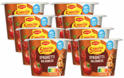 MAGGI 5 Minuten Terrine Spaghetti Bolognese, leckeres Fertiggericht, Instant-Nudeln, mit Hackfleisch, 8er Pack (8 x 60g) 60 g (1er Pack) Angebot bei HelloDeals