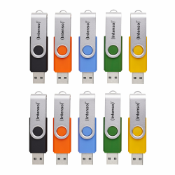 Intenso Basic Line USB-Sticks Multipack 10x 16GB, USB 2.0, inkl. Beschriftungsetiketten, bunt Angebot bei HelloDeals