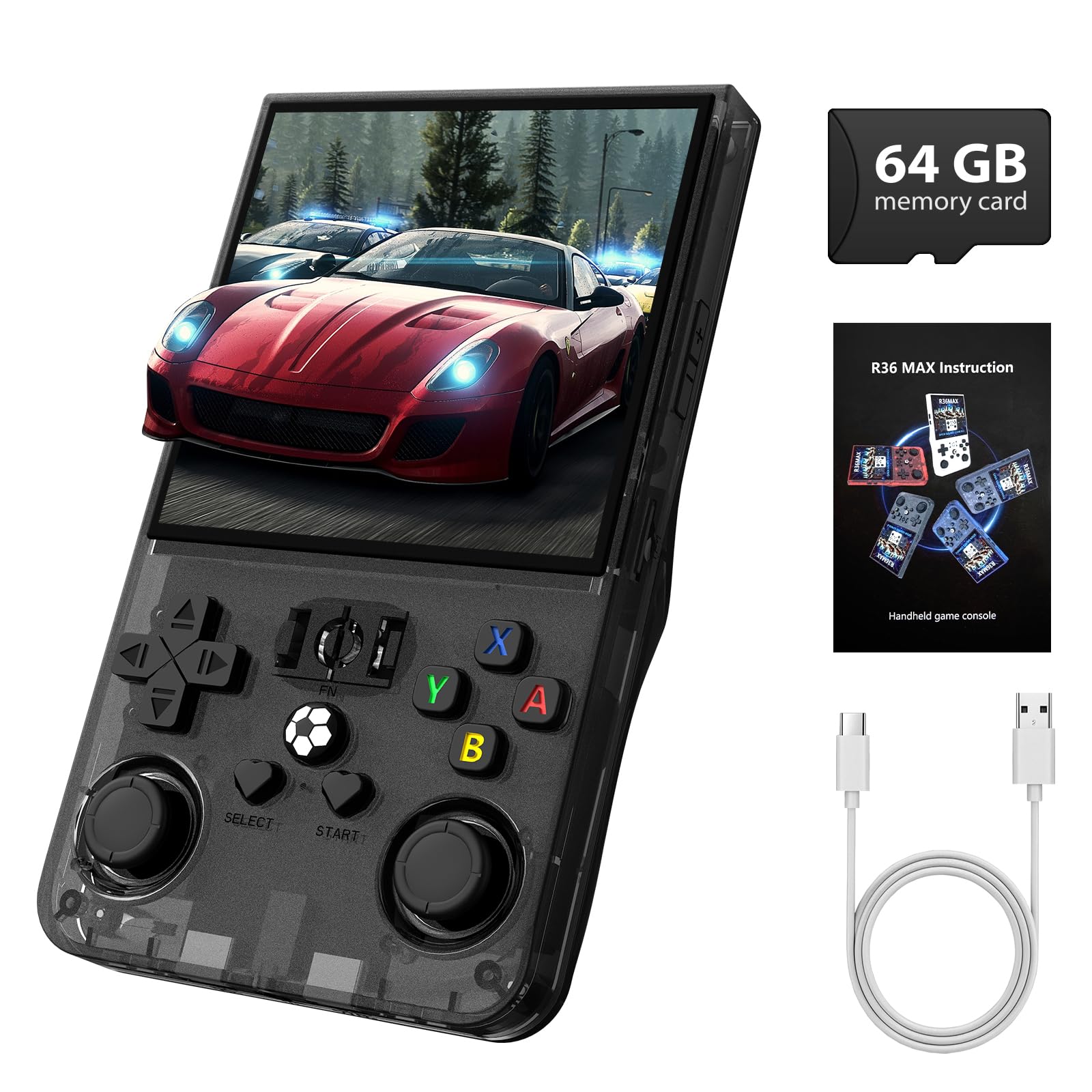 Retro Handheld Game Console R36MAX, Retro Gaming Console with 4.0-in IPS HD Screen, Video Game Consoles with 4000mAh Battery and 30+ Mainstream Emulators,Schwarz Matte Black Angebot bei HelloDeals