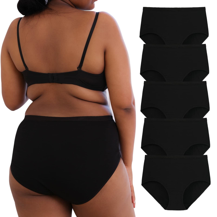 INNERSY Unterhosen Damen Große Größen Schlüpfer Baumwolle High Waist Slip Maxi Unterwäsche 5er Pack 48-50 5 Schwarz Angebot bei HelloDeals