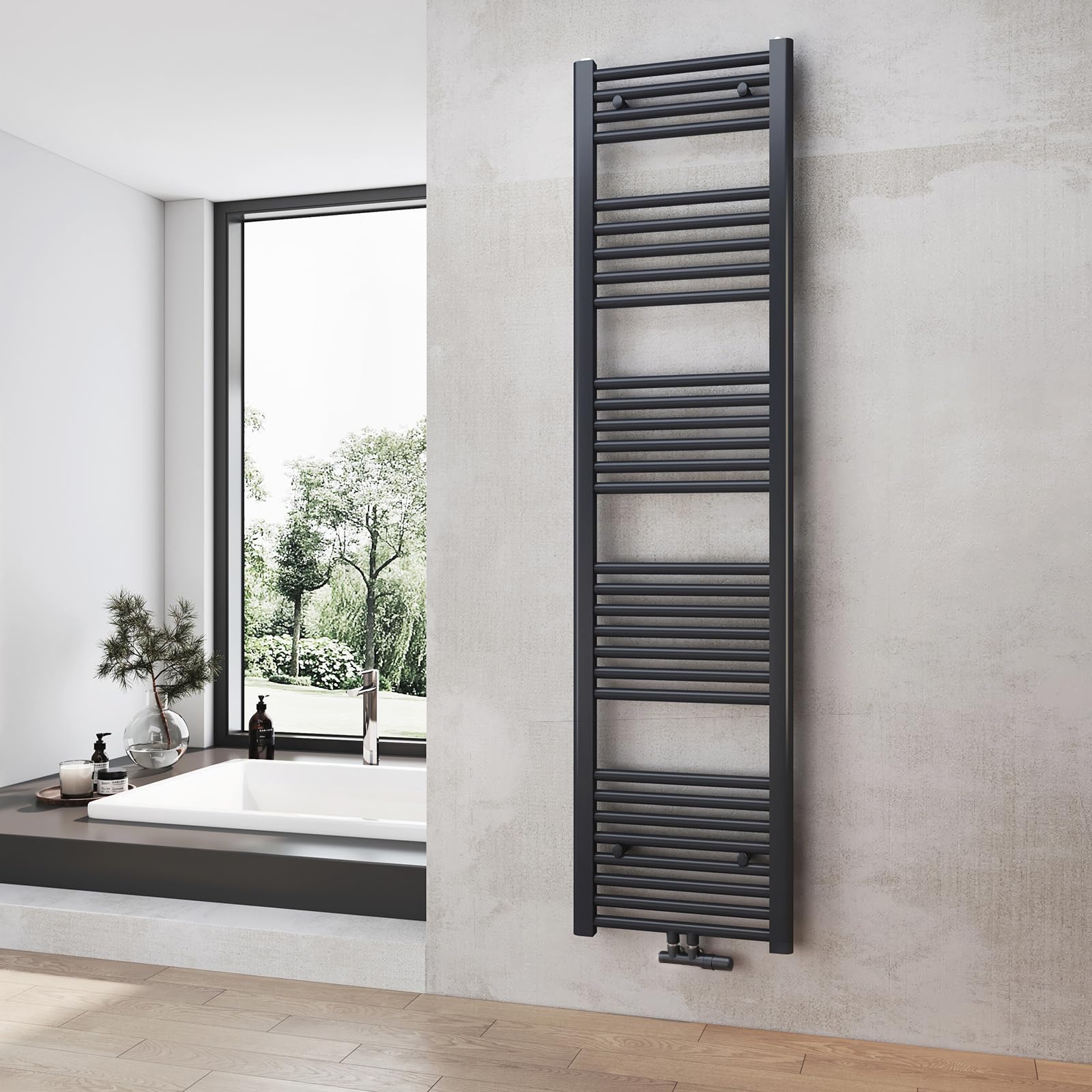 Heilmetz® Badheizkörper Anthrazit Handtuchtrockner Heizung 1600 x 400 mm Bad Heizkörper Handtuchheizkörper Mittelanschluss Handtuchwärmer 1600x400mm Anthrazit | Rundrohr Angebot bei HelloDeals