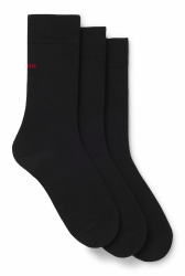 HUGO Herren 3P RS UNI CC Dreierpack Socken in normaler Länge mit Logos 43-46 Black1 Angebot bei HelloDeals