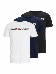 JACK & JONES Herren Jjecorp Logo Tee Ss Crew Neck T-Shirt (2er Pack) L 12137126 - Black / White / Navy Blazer Angebot bei HelloDeals