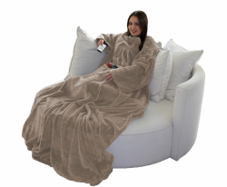 Brandsseller Flauschige TV-Decke mit Ärmeln 150x180 cm in Cashmere Feeling - Fußsack und 2 Taschen - Kuscheldecke Tagesdecke Taupe-Grau 150x180 cm Taupe-grau Angebot bei HelloDeals