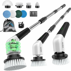 YKYI Elektrischer Reinigungsbürste,Spin Scrubber mit 8 Austauschbaren Bürstenköpfen,IPX7 wasserdichter,Schrubber für Badezimmer,Boden,Küche Schwarz-weiß Angebot bei HelloDeals