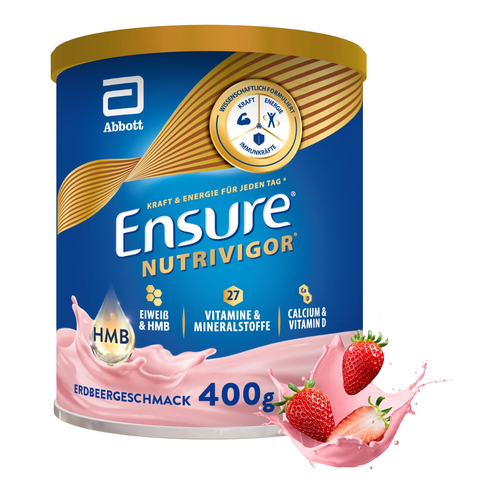 Ensure NutriVigor Erdbeere 400g Nahrungsergänzungsshake: Proteine, 27 Vitamine & Mineralstoffe, Vitamin C, Vitamin D, Zink und Magnesium – Für eine gesunde, ausgewogene Ernährung Erdbeere Shake 400 g (1er Pack) Angebot bei HelloDeals