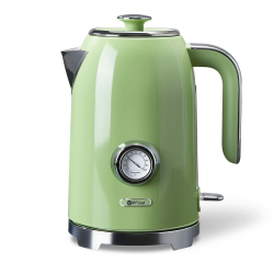 Wasserkocher [1,7L, 2200W], Retro Green, Edelstahl, Toaster Wasserkocher set Retro (Wassertemperaturanzeige im Retrodesign, außenliegende Wasserstandsanzeige) Vintage Teekocher… Vintage Grün Angebot bei HelloDeals