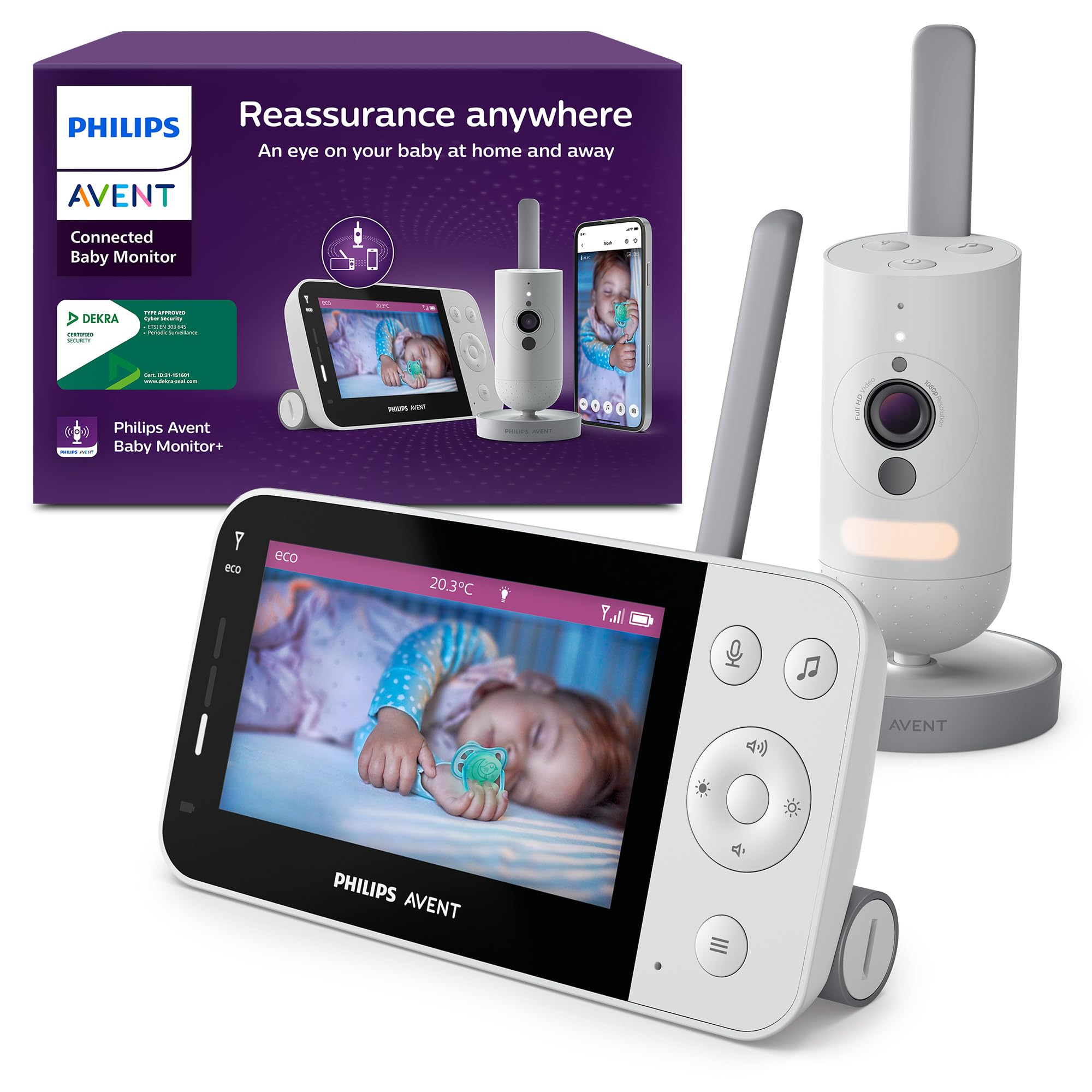 Philips AVENT Connected Babyphone mit Kamera und WLAN, hochwertiger HD-Kamera, Infrarot-Nachtsichtfunktion, Schrei-Erkennung, Gegensprechfunktion, DEKRA Zertifiziert privat und sicher, SCD951/26 Angebot bei HelloDeals