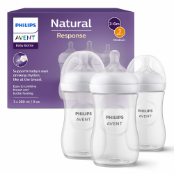 Philips Avent Natural Response Babyflasche mit 260 ml mit Saugern für mittleren Nahrungsfluss (Durchflussrate 3), 3er-Pack, SCY903/03 260 ml 1 stück (3er Pack) Angebot bei HelloDeals