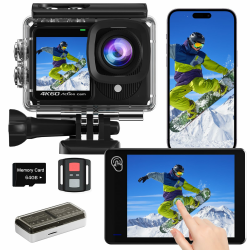 Touchscreen 4K60FPS Action Cam mit 64G Karte, 40M Unterwasserkamera 48MP HD WiFi Kamera mit EIS 8X Zoom Wasserdicht Actionkameras Weitwinkel Sportkamera mit 2 * 1350 mAh Akkus A26 mit 64G Angebot bei HelloDeals