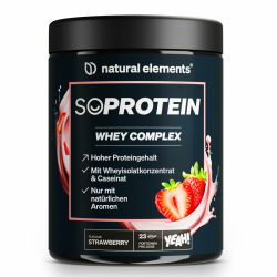 natural elements SoProtein Whey Complex Protein Pulver – Erdbeergeschmack – 690g – 23g Protein pro Portion – ideal zum Muskelaufbau, perfekte Löslichkeit – in Deutschland produziert & laborgeprüft Erdbeere 690 g (1er Pack) Angebot bei HelloDeals