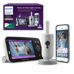 Philips AVENT Premium Connected Babyphone mit Kamera, das bisher Beste Babyphone, Schlaf- und Atmungs-Tracking mit KI, Schrei-Interpretation, DEKRA Zertifiziert privat und sicher, SCD973/26 Angebot bei HelloDeals