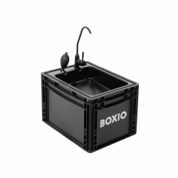BOXIO - WASH: Mobiles 40x30 Spülbecken, Camping Waschbecken mit Pumpe ohne Strom, Camping Zubehör in Eurobox für den Van Ausbau, Friseur oder outdoor auf Festival & Garten, Spüle als Camping Gadgets Angebot bei HelloDeals