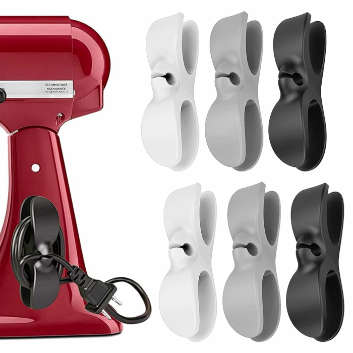 Kabel Organizer für Geräte, 6 Stück Kabelaufwickler Selbstklebend Kabelclips Kabelhalter Kabelwickler Kabelführung Kabelverkürzer Kabelaufwicklung für Küchengeräte Mixer Reiskocher Air Fryer Angebot bei HelloDeals