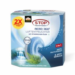 Pattex AERO 360° Frischer Wasserfall Tabs Nachfüllpack, reduzieren Feuchtigkeit und schlechte Gerüche, Nachfülltabs für den Luftentfeuchter AERO 360°, 2er-Pack (2x450g) Frischer Wasserfall 2 x 450g Nachfülltabs Angebot bei HelloDeals